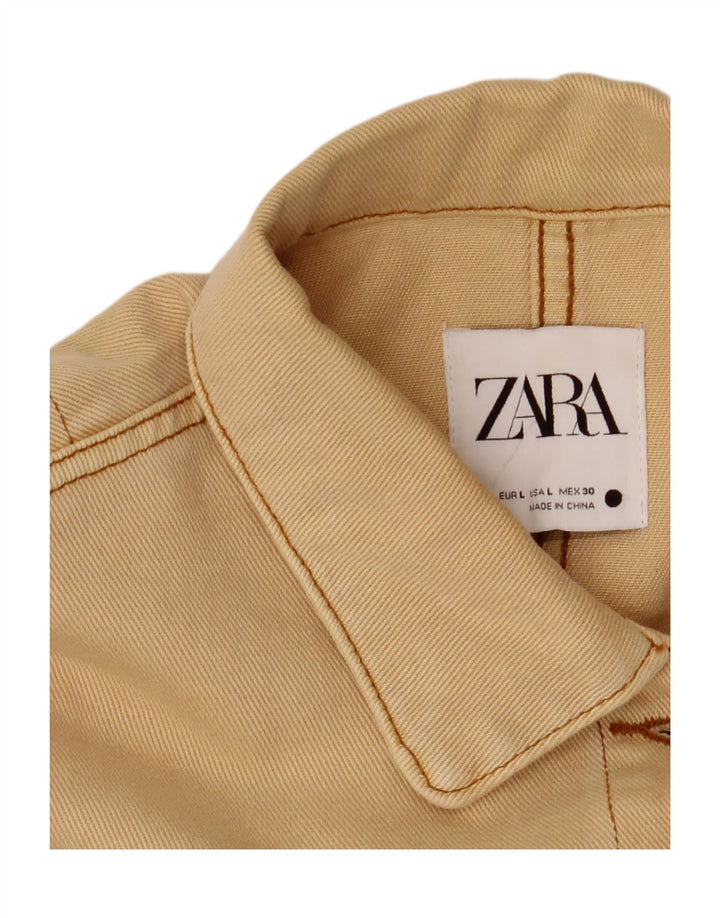 ZARA Womens Crop Denim Jacket UK 16 Large Yellow Vintage Zara and Second-Hand Zara from Messina Hembry 