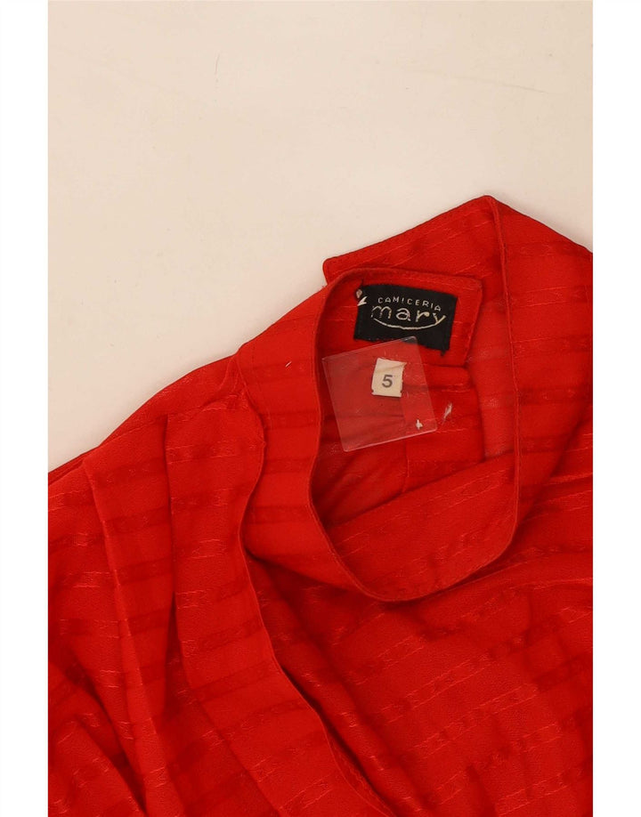 Bluză vintage pentru femei, cămașă crop US 5, poliester cu dungi roșii mici