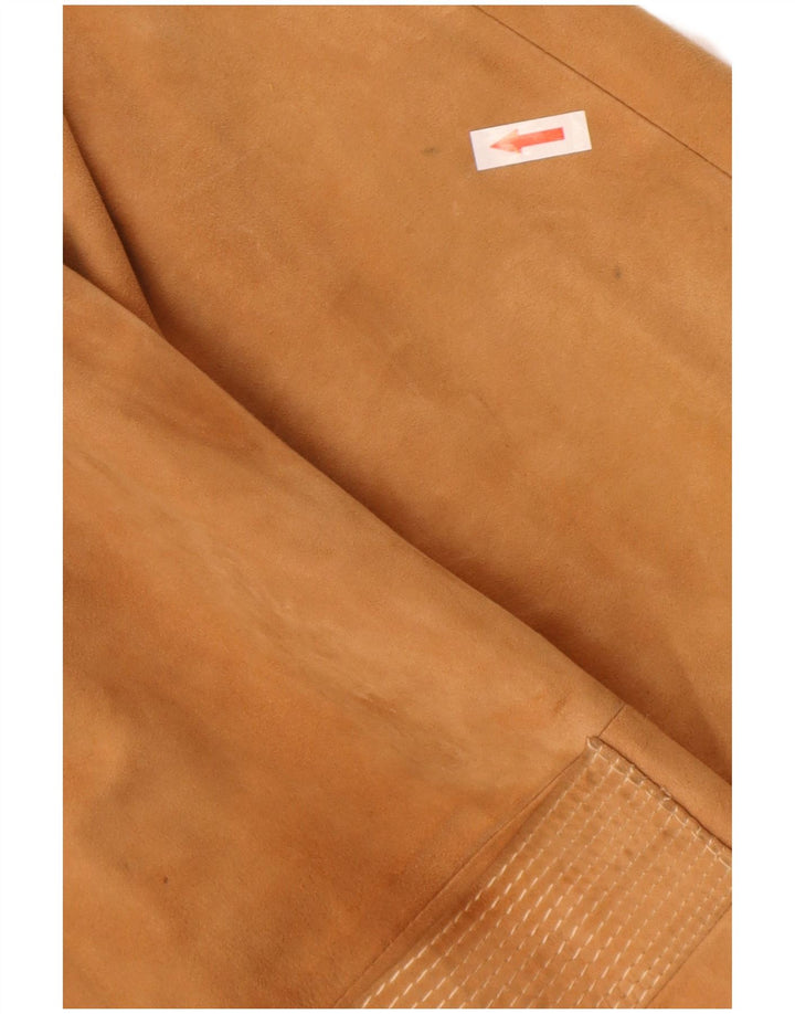 Blazer Vintage pentru femei cu 3 nasturi din piele intoarsa, UK 14 Bej mediu