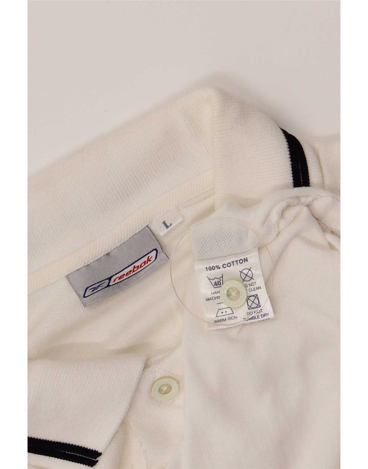 Tricou polo Reebok pentru bărbați, mare, alb, din bumbac
