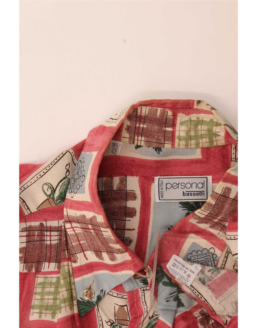 Cămașă cu mânecă scurtă pentru bărbați Bassetti Mărimea 16 1/2 42 mare roșu patchwork viscoză