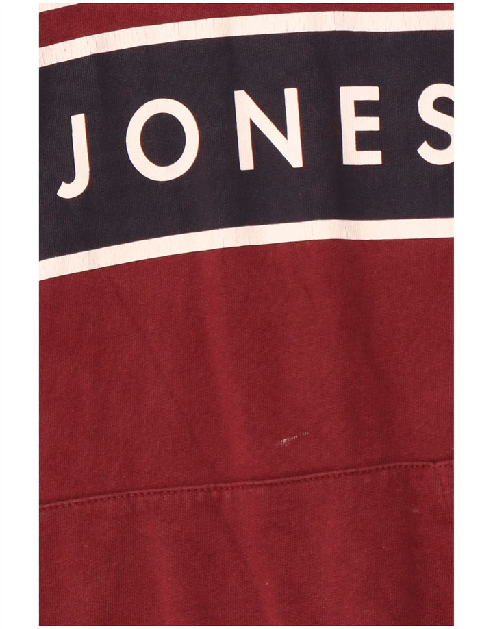 JACK & JONES Hanocă grafică pentru bărbați din bumbac mediu burgundă