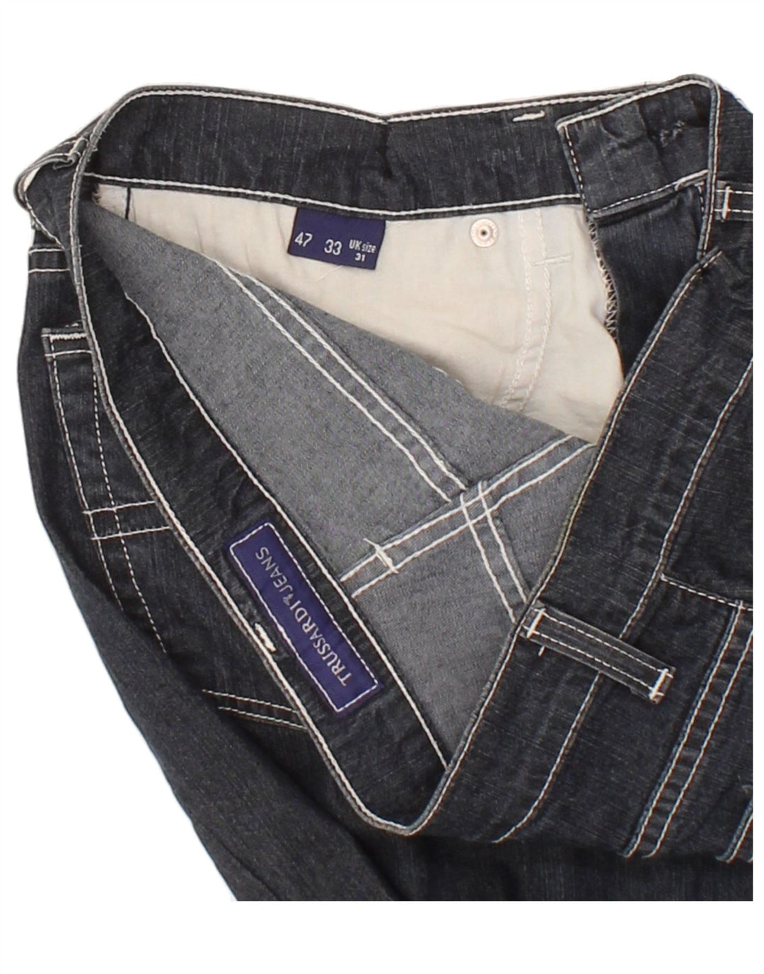TRUSSARDI Womens Slim Jeans W31 L29 Navy Blue Vintage Trussardi and Second-Hand Trussardi from Messina Hembry 