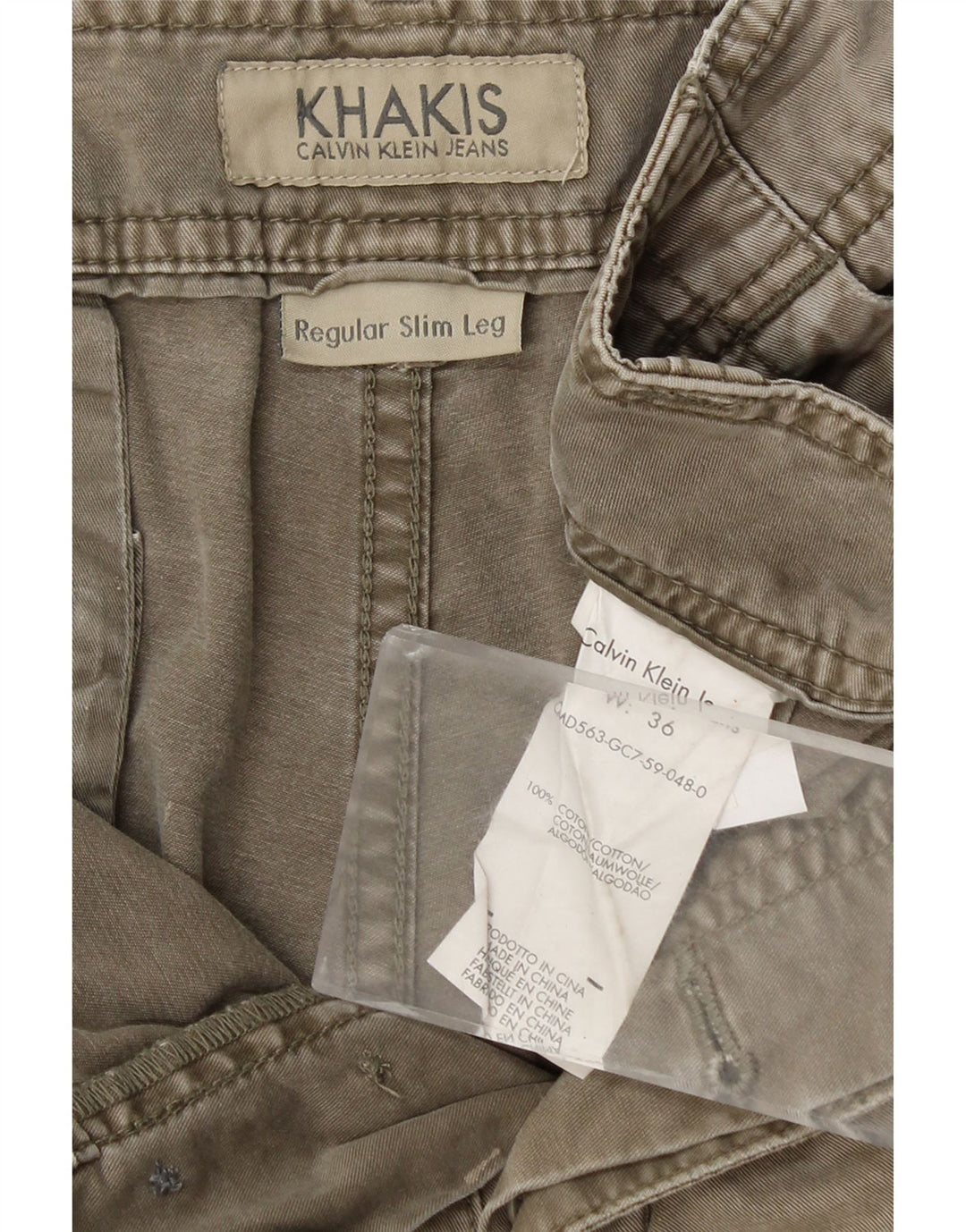 Pantaloni scurți CALVIN KLEIN pentru bărbați, obișnuiți, subțiri, cargo W36, bumbac mare kaki