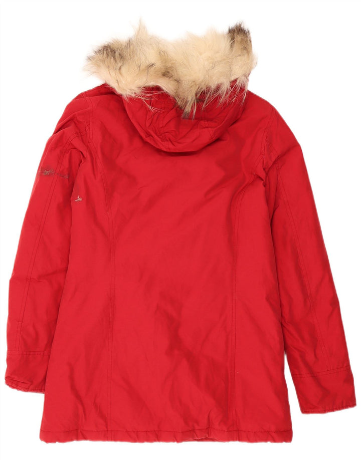 Woolrich Palton supradimensionat cu glugă pentru femei UK 10 Mic Burgundy