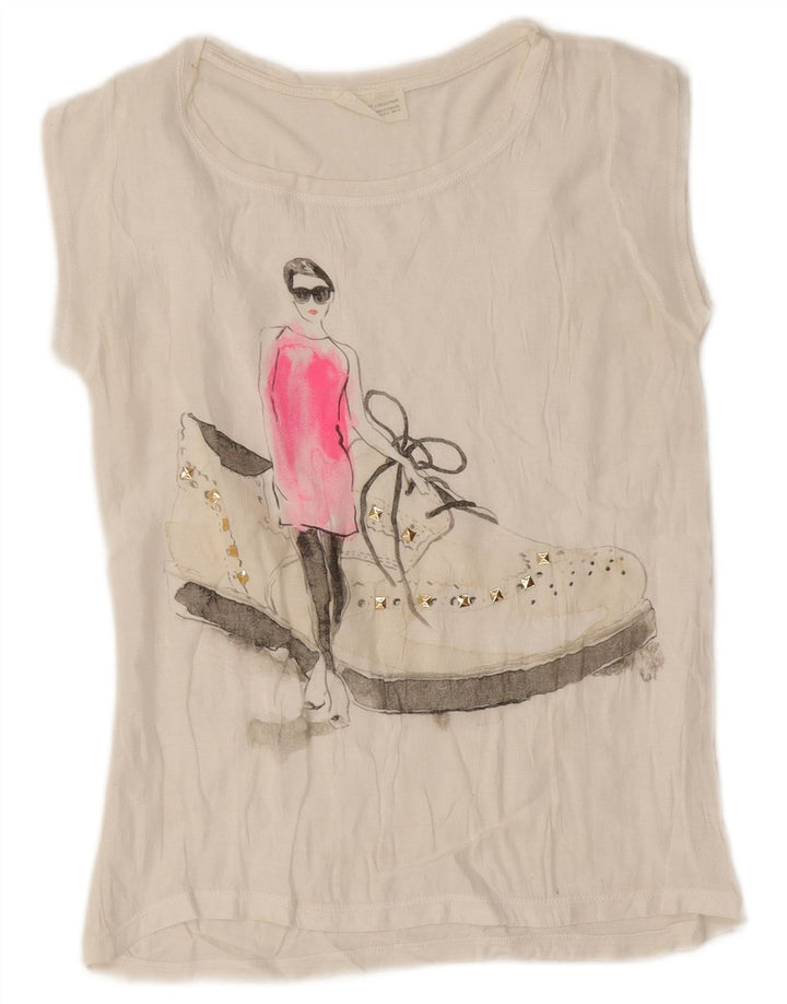 Tricou cu grafic pentru femei Zara UK 10 Small White