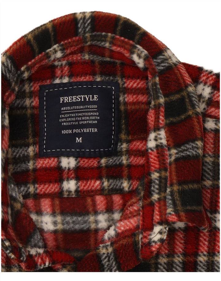 Cămașă Vintage pentru bărbați din flanel, poliester cu carouri roșii medii
