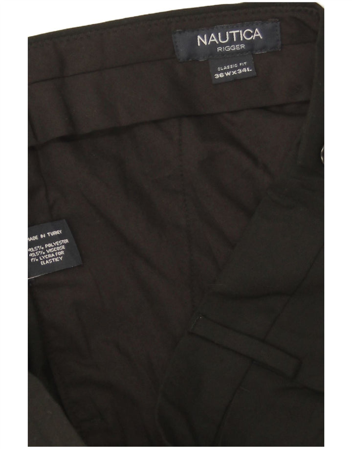 NAUTICA Pantaloni de costum pentru bărbați Rigger Pegged Classic Fit L36 L34 Negri