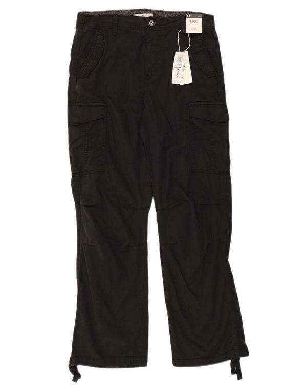 Pantaloni cargo drepti pentru femei Marks & Spencer UK 14 Large W32 L31 Black