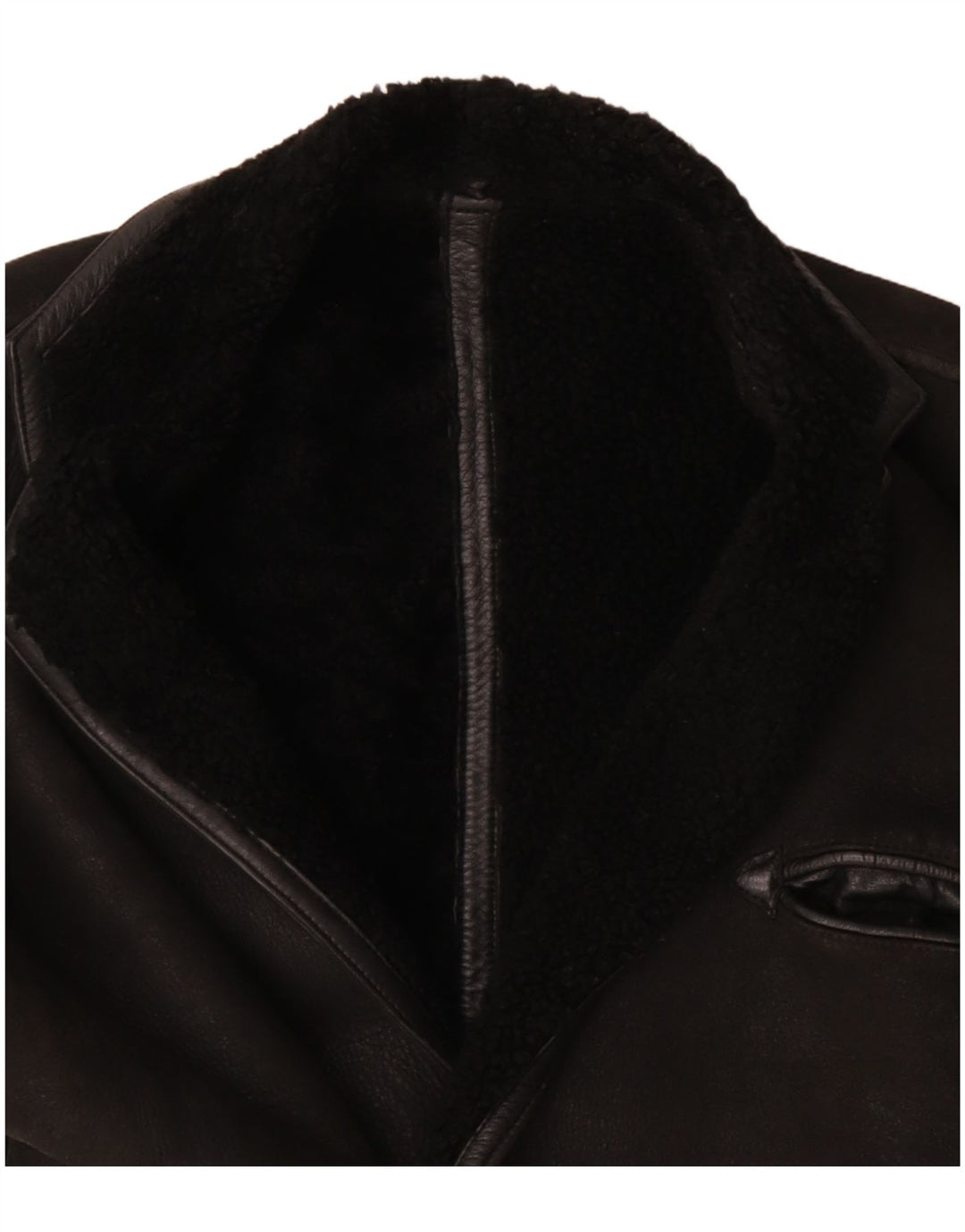 Jachetă vintage pentru bărbați din shearling UK 40 Large Black