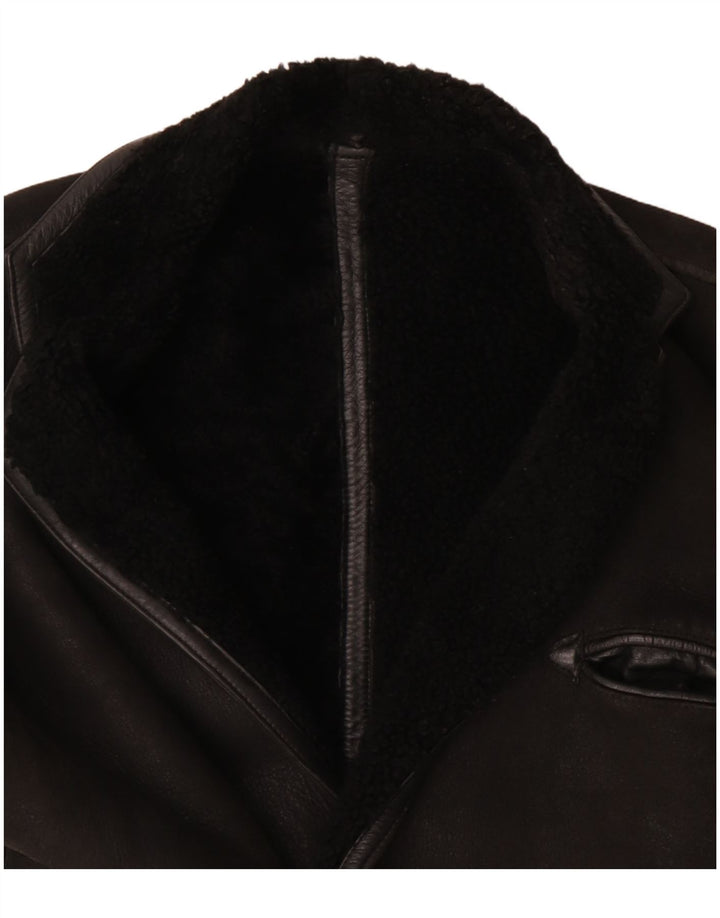 Jachetă vintage pentru bărbați din shearling UK 40 Large Black