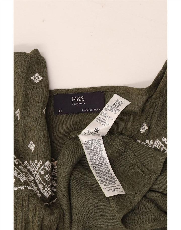 Bluză cu mânecă lungă pentru femei Marks & Spencer UK 12 Medium Kaki Geometric
