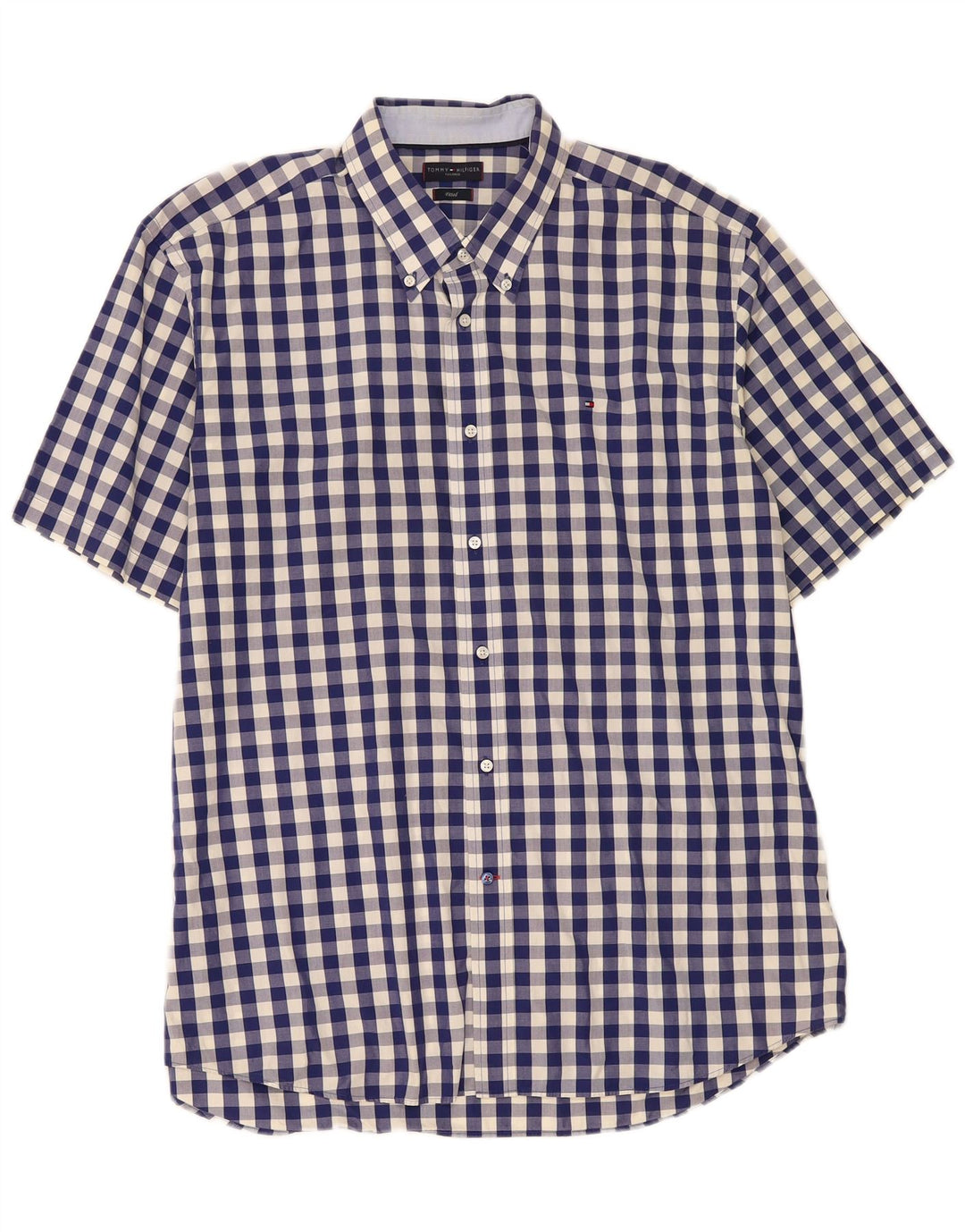 Cămașă pentru bărbați Tommy Hilfiger Mărimea 45 18 2XL Vichy albastru bleumarin