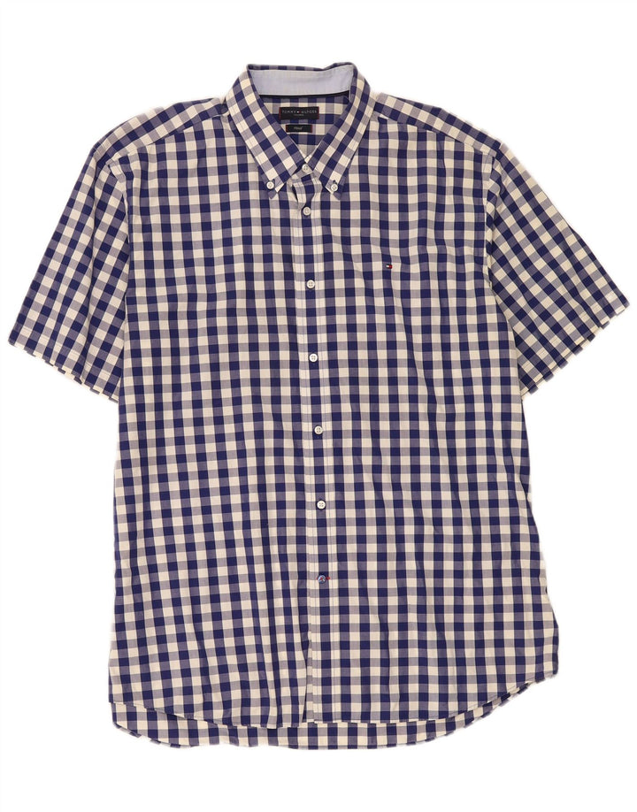 Cămașă pentru bărbați Tommy Hilfiger Mărimea 45 18 2XL Vichy albastru bleumarin