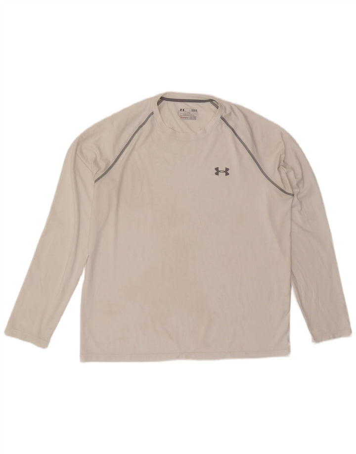 Under Armour Heat Gear Top cu mânecă lungă, mare, alb, poliester