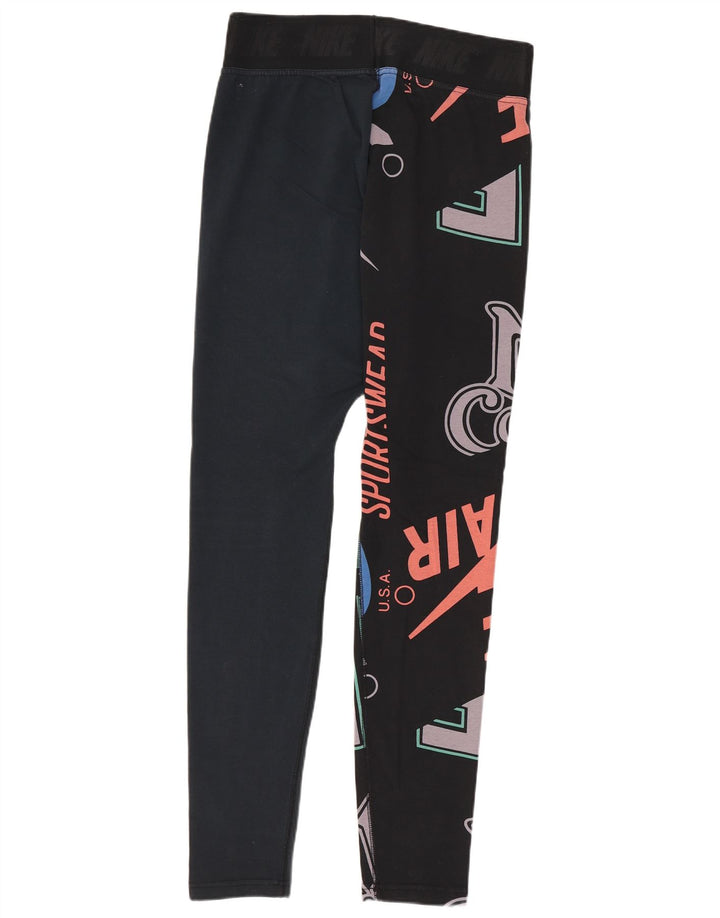 Leggings grafic Nike pentru femei UK 12, bumbac mediu negru