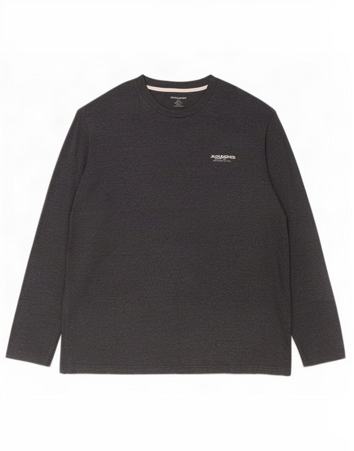 Jack & Jones Top pentru bărbați cu mânecă lungă 2XL bumbac gri
