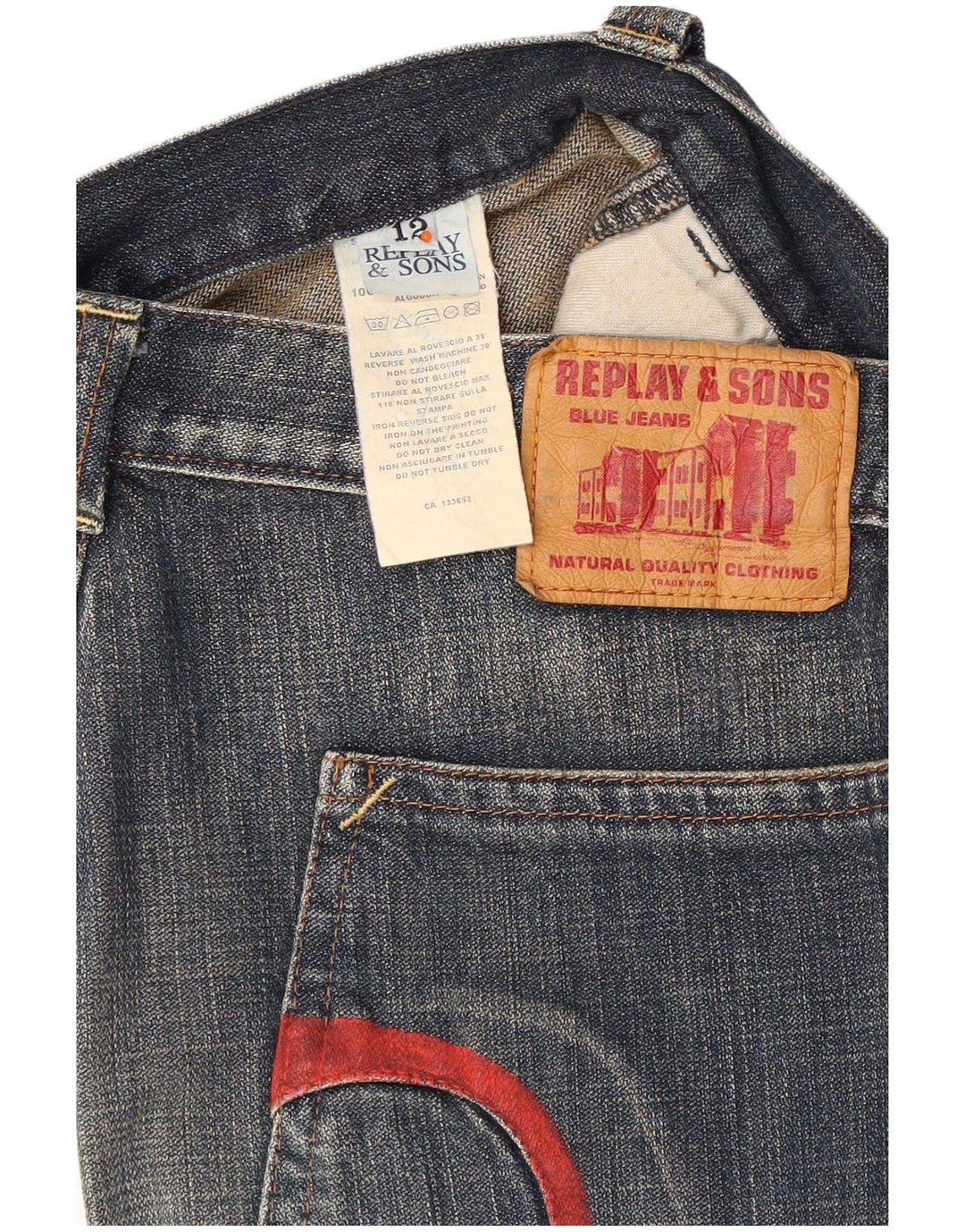 REPLAY Pantaloni Scurt Denim Băieți 11-12 Ani W29 Bumbac Bleumarin