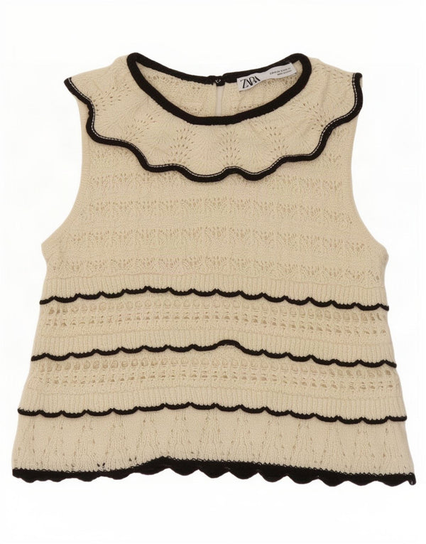Bluză din tricot fără mâneci pentru femei Zara UK 12 Mediu în dungi alb-negru