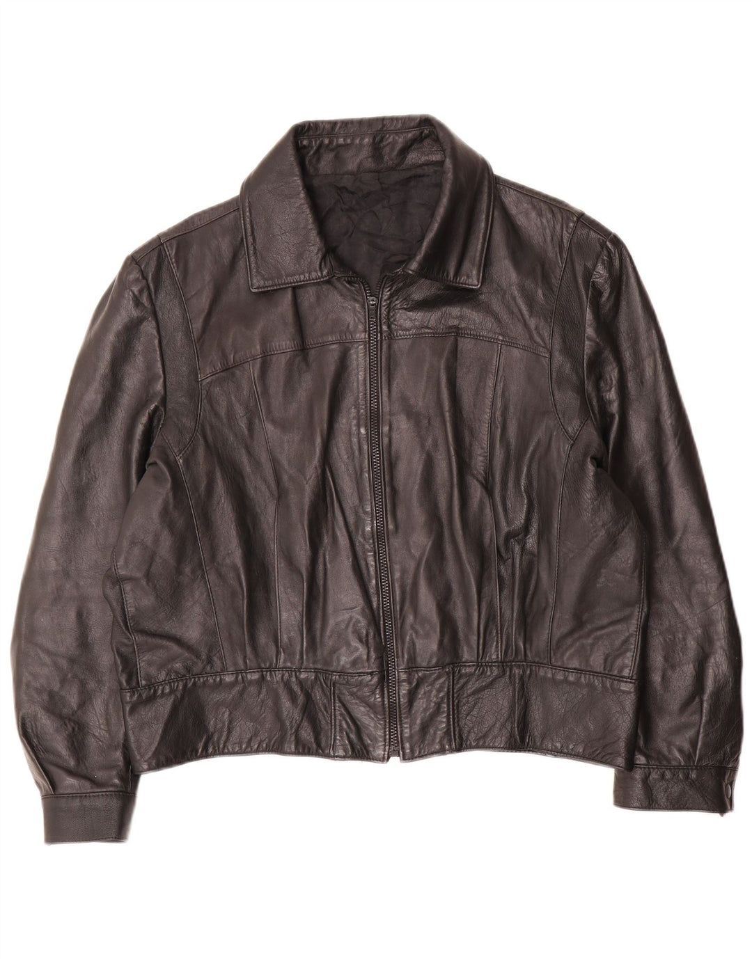 Jachetă de piele supradimensionată pentru femei Vintage IT 50 XL neagră