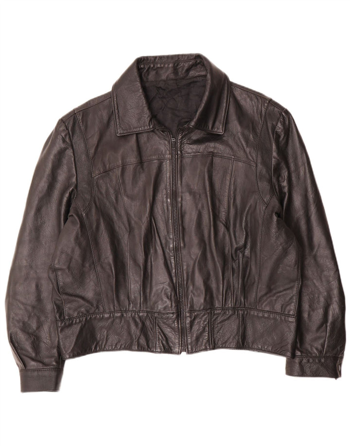 Jachetă de piele supradimensionată pentru femei Vintage IT 50 XL neagră