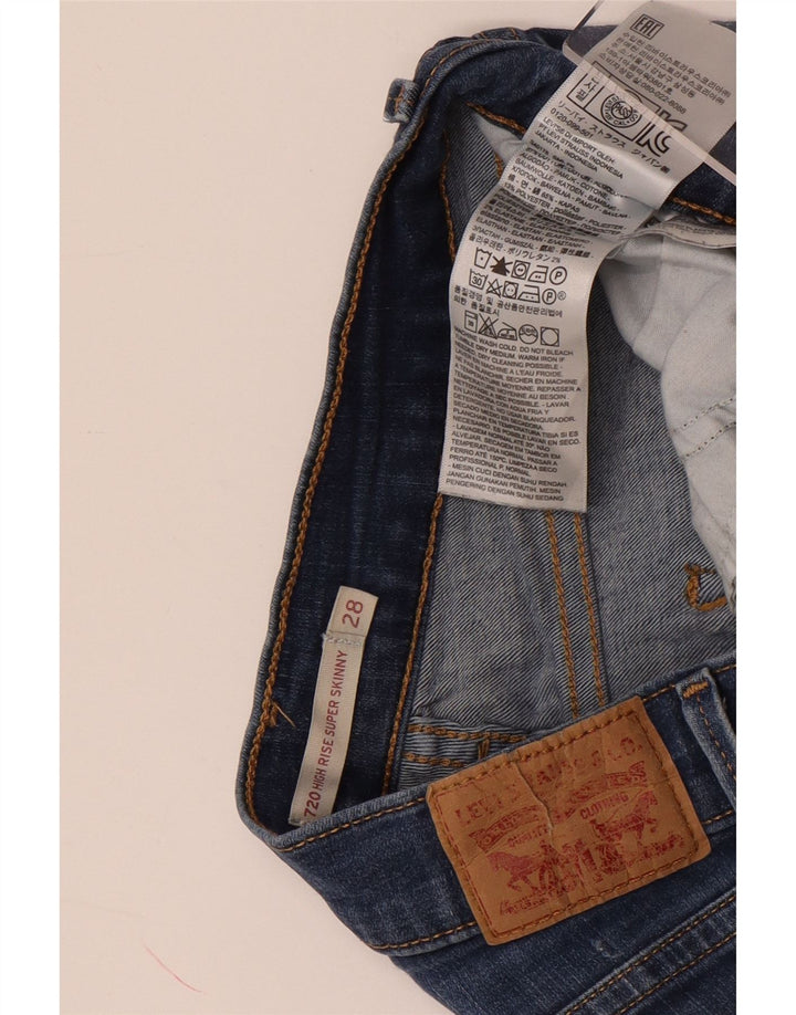 Pantaloni scurți din denim cu talie mare LEVI'S 720 W28, bumbac albastru mediu