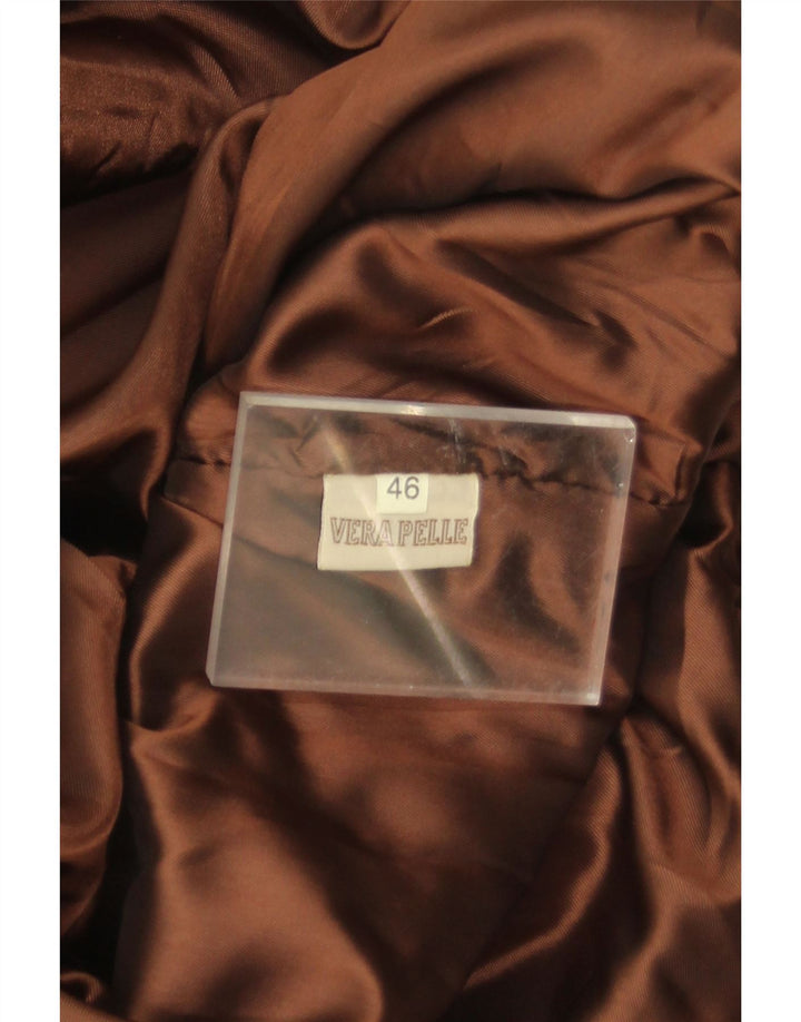 Pardesiu supradimensionat din piele intoarsa de dama Vintage IT 46 din piele maro mare