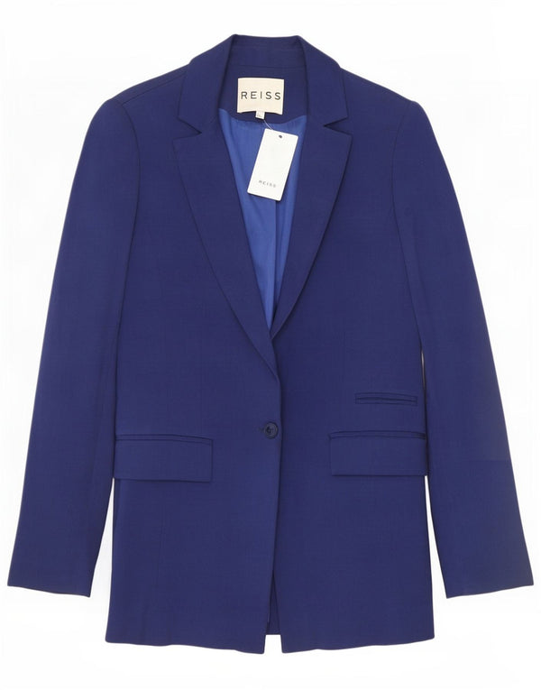 Jachetă Blazer pentru femei Reiss cu 1 nasture UK 8 Mic albastru viscoză