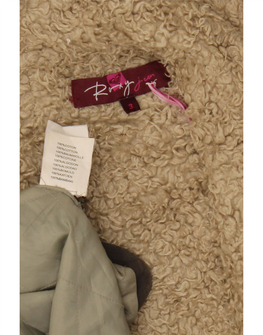 Jachetă parka Sherpa cu glugă pentru femei ROXY UK 14 bumbac gri mediu