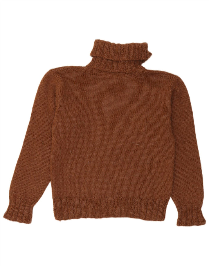 Pulover vintage pentru femei cu gât rulat, UK 12, maro mediu