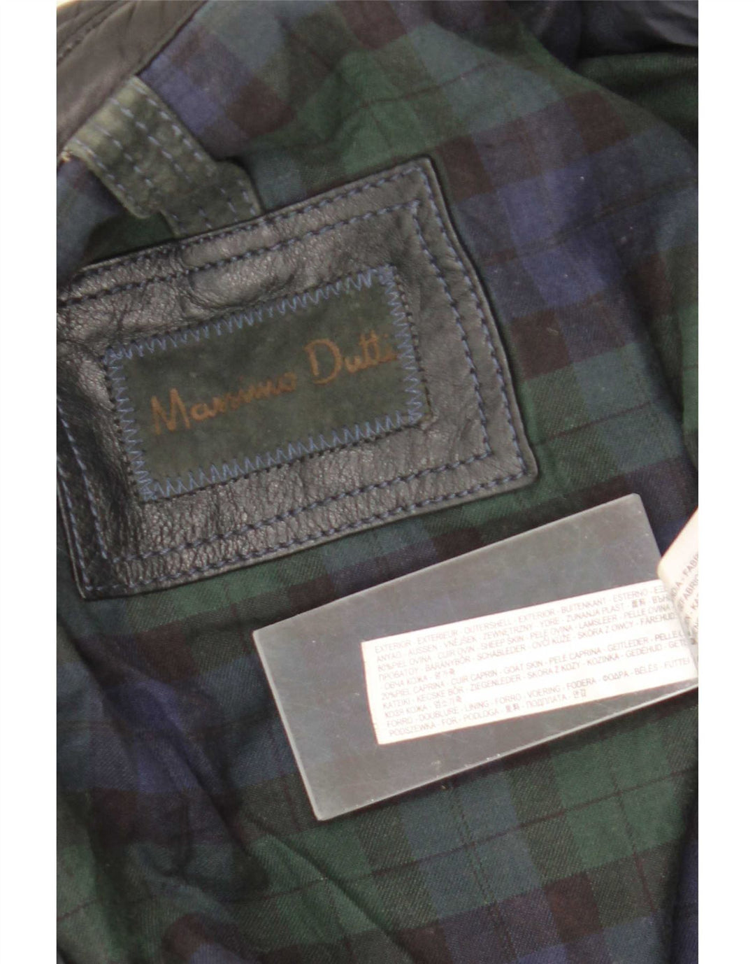 Jachetă din piele pentru bărbați Massimo Dutti UK 42 XL din piele de oaie neagră