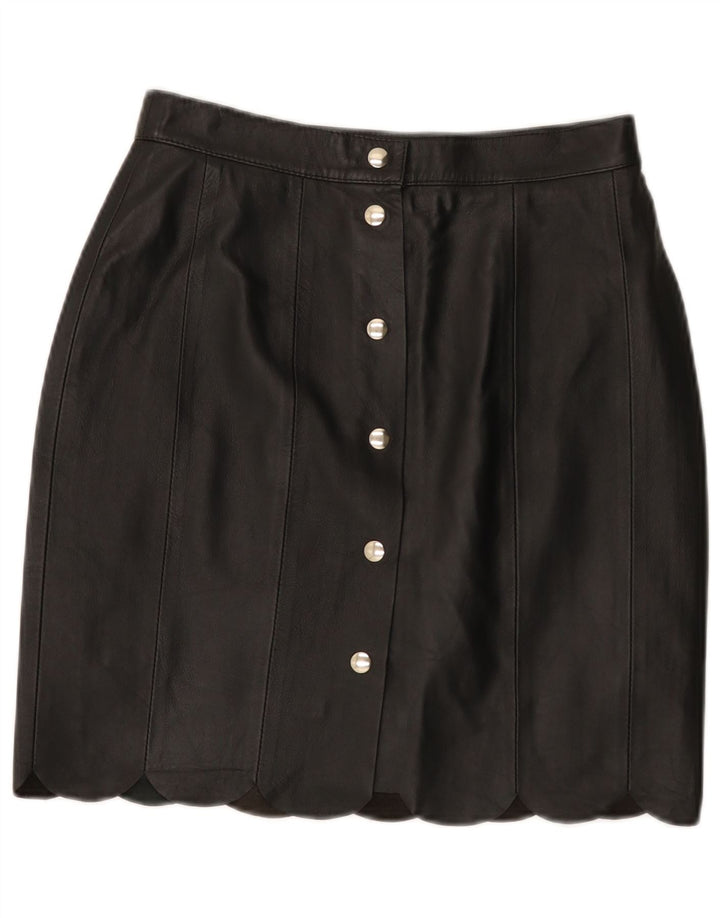 Fusta creion din piele vintage pentru femei W28 Medium Black