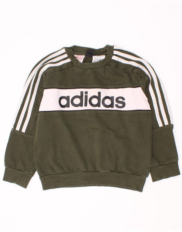 Pulover cu grafic pentru băieți Adidas, 5-6 ani, bumbac color kaki