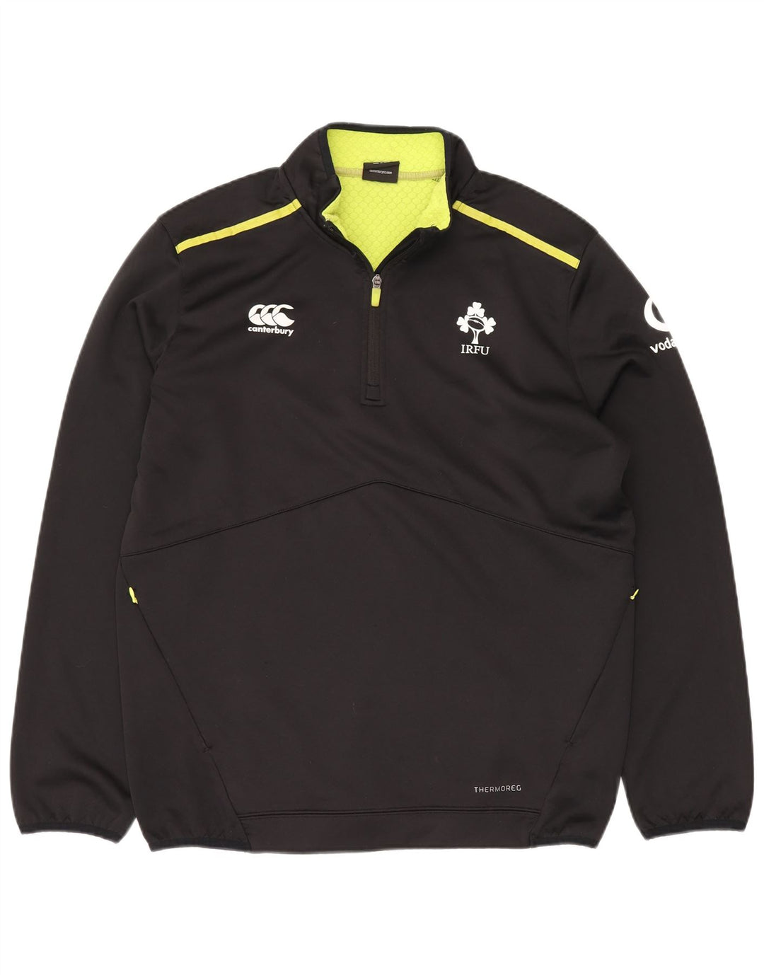 CANTERBURY Pulover pentru bărbați IRFU, cu grafic, cu fermoar, cu gât, XL, poliester negru