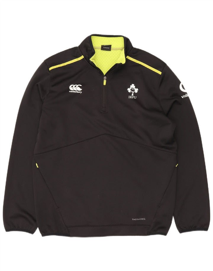CANTERBURY Pulover pentru bărbați IRFU, cu grafic, cu fermoar, cu gât, XL, poliester negru