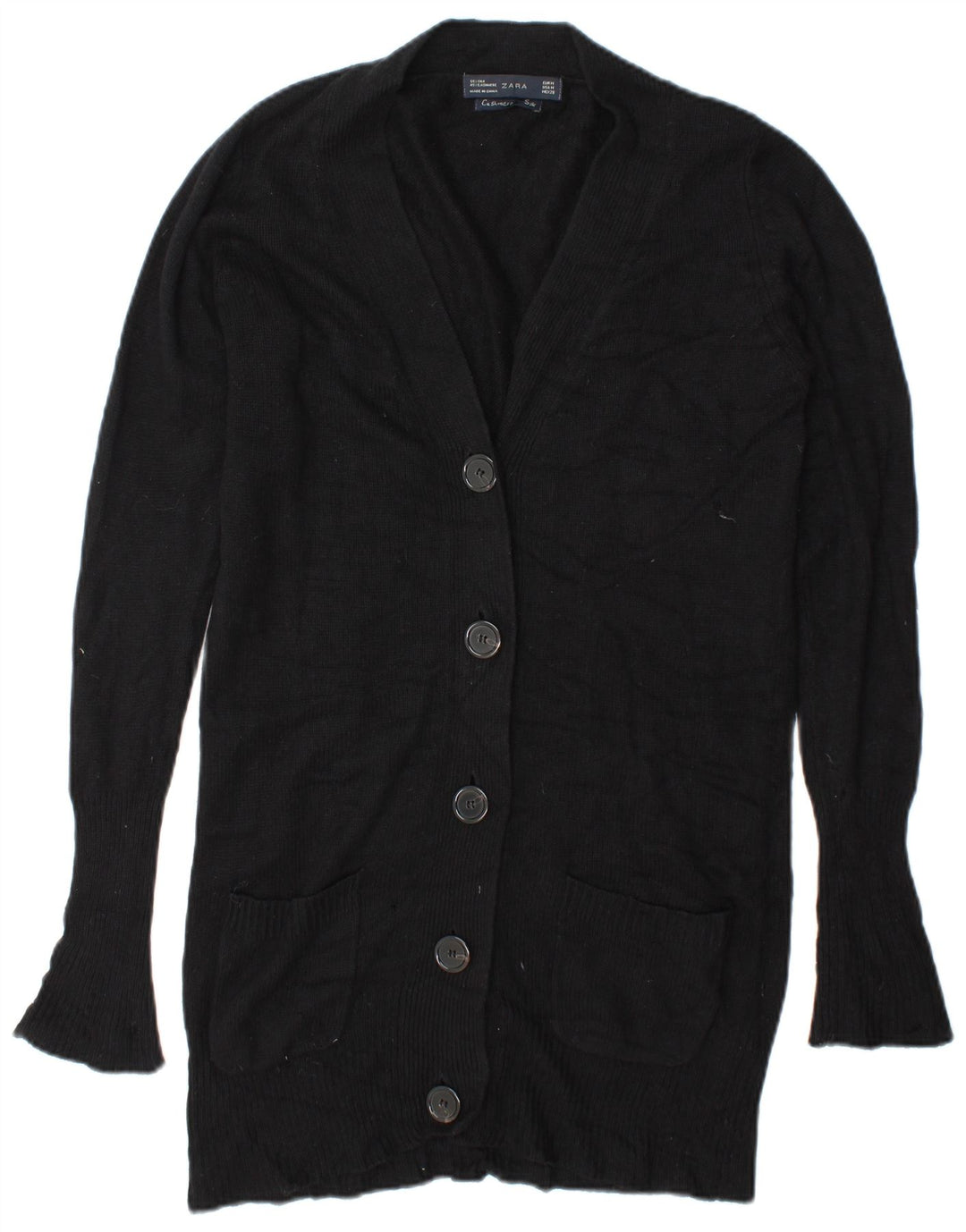 Pulover cardigan pentru femei Zara UK 14 Medium Black Matase