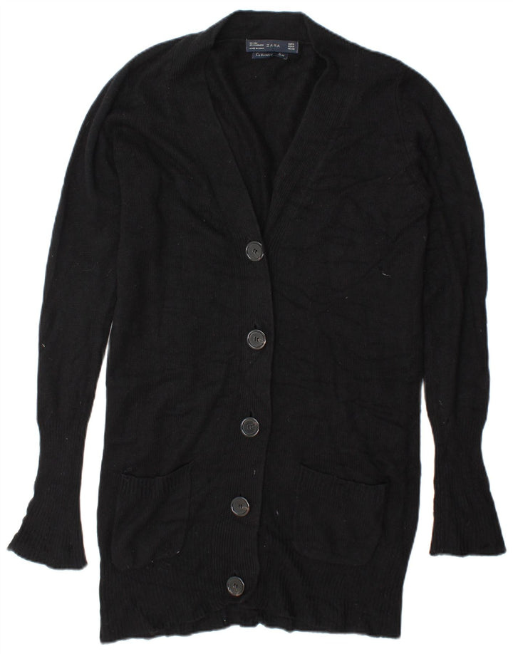 Pulover cardigan pentru femei Zara UK 14 Medium Black Matase