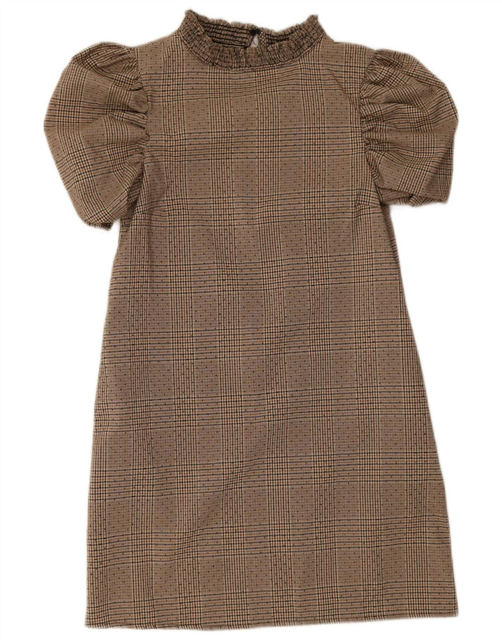 Rochie de bază Zara pentru femei UK 6 XS Bej Houndstooth