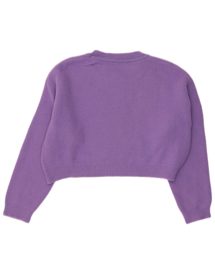 Pulover ZARA pentru damă, crop supradimensionat, cu decolteu, mic, violet