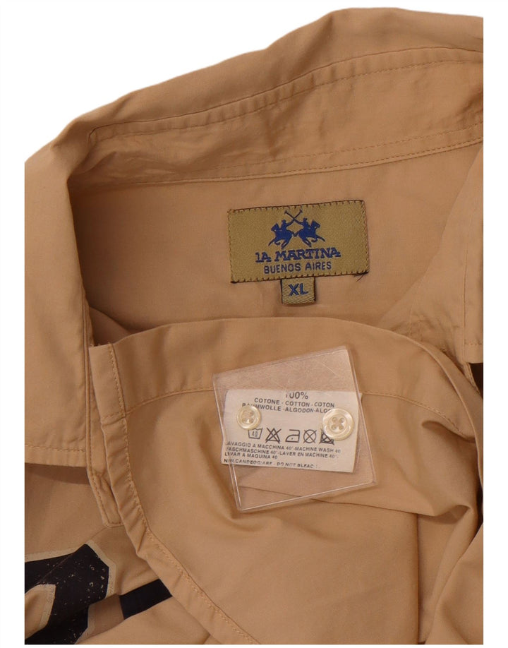 Cămașă cu grafică pentru bărbați LA MARTINA Royal Navy XL, bumbac color-bloch, bej