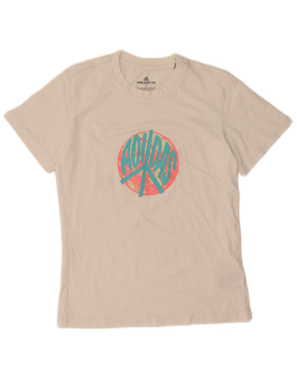 Tricou grafic Adidas pentru femei Top UK 10 Small White Bumbac