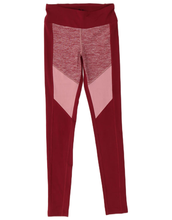 Leggings pentru femei REEBOK UK 4/6 XS Maroon Colorblock Poliester