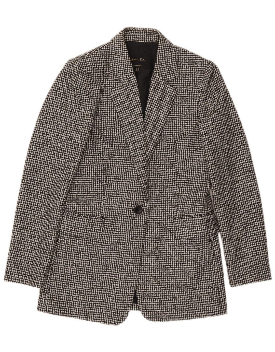 Massimo Dutti Jachetă pentru femei cu 1 nasture EU 34 2XS Lână gri Houndstooth