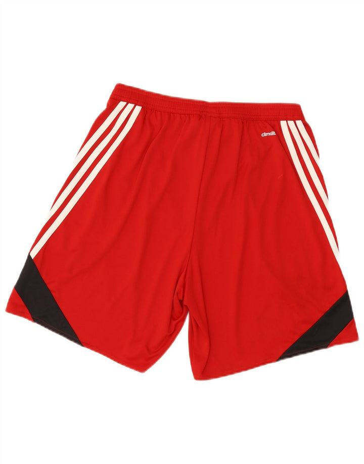 Pantaloni scurți sport pentru bărbați Adidas Climalite, roșu mediu, poliester color bloc