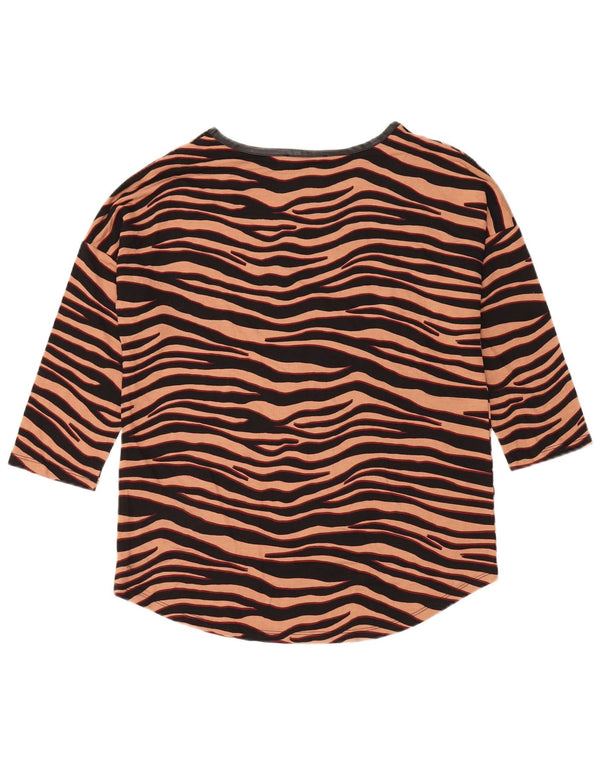 Top supradimensionat pentru femei Oasis cu mâneci 3/4 UK 10 mic maro cu imprimeu animal