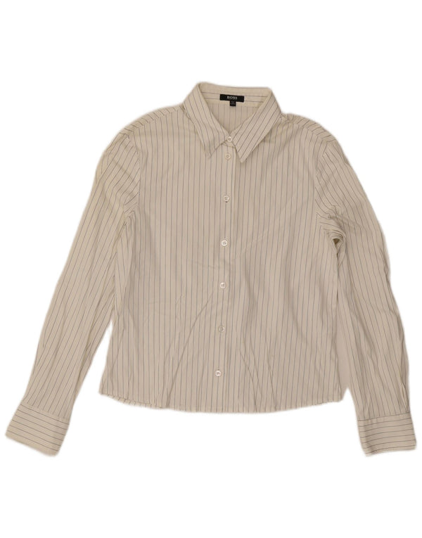 Cămașă pentru femei Hugo Boss UK 12 Medium White Pinstripe
