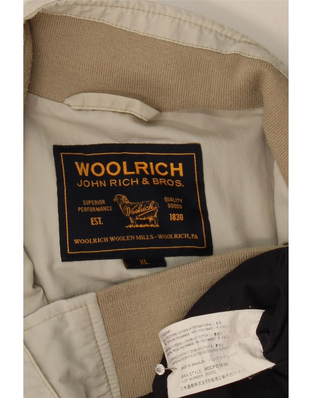Jachetă bomber pentru băieți Woolrich 15-16 ani XL, bej, nailon