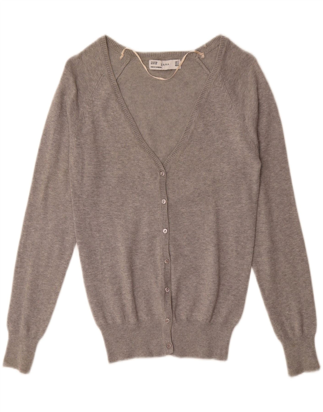 Pulover cardigan pentru femei Zara UK 10 mic bumbac gri