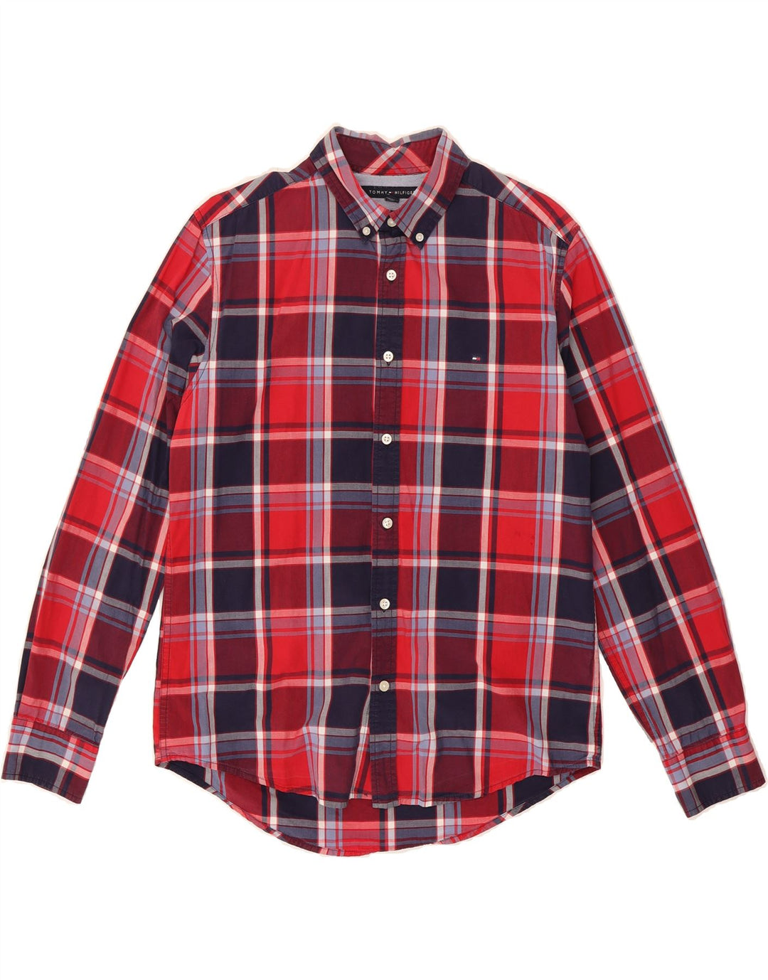 TOMMY HILFIGER Mens Shirt Medium Red Check Cotton Vintage Tommy Hilfiger and Second-Hand Tommy Hilfiger from Messina Hembry 