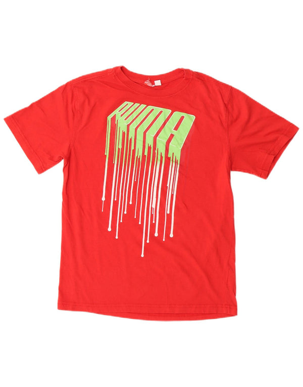 Puma Boys Graphic T-Shirt Top 13-14 Years Red Cotton